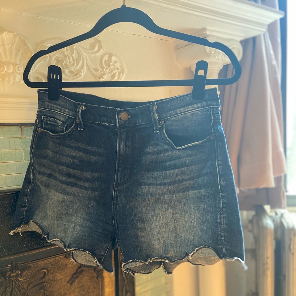 Aqua denim scalloped short